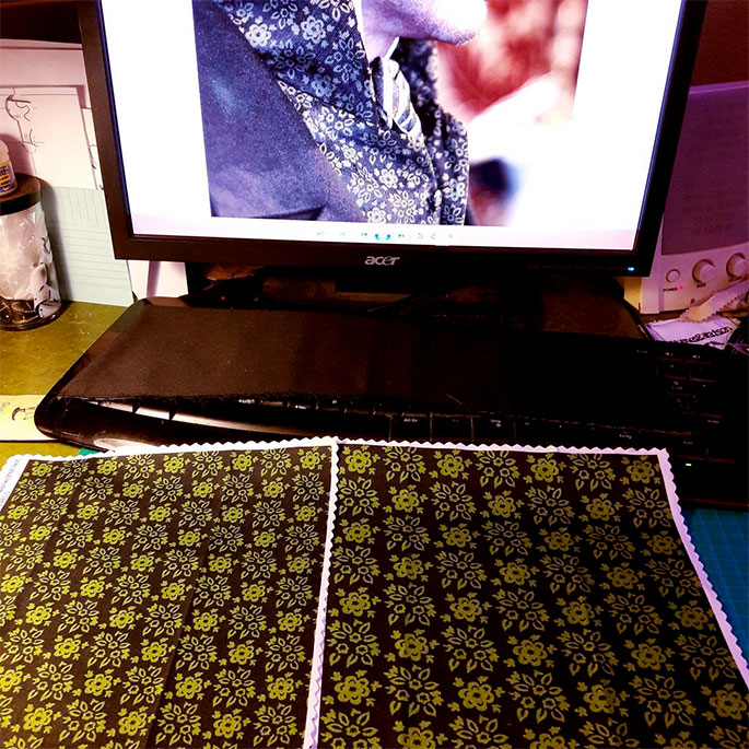 Muster Testdrucke von eigenen Stoff-Etwürfen für das Sherlock Holmes Outfit - Cosplay mit der Stoff-Schmie.de