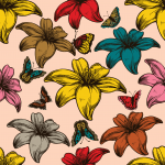Design - Schmetterling Blumen Stoff (klein) - by Stoff-Schmie.de, read more about this textile design