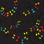 Design - KITE TAILS (ON BLACK) - by majo_bv, read more about this textile design