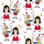 Design - Prinzessin Rosenrot und Ritter Löwenherzl in Love - by Wilma Stoffheimer, read more about this textile design