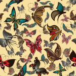 Design - Retro Schmetterlinge auf Stoff (klein) - by Stoff-Schmie.de, read more about this textile design