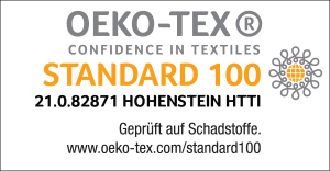 Dieser Stoff wurde auf Schadstoffe geprüft und zertifiziert nach STANDARD 100 by OEKO-TEX® 21.0.82871 Hohenstein HTTI www.oeko-tex.com/standard100