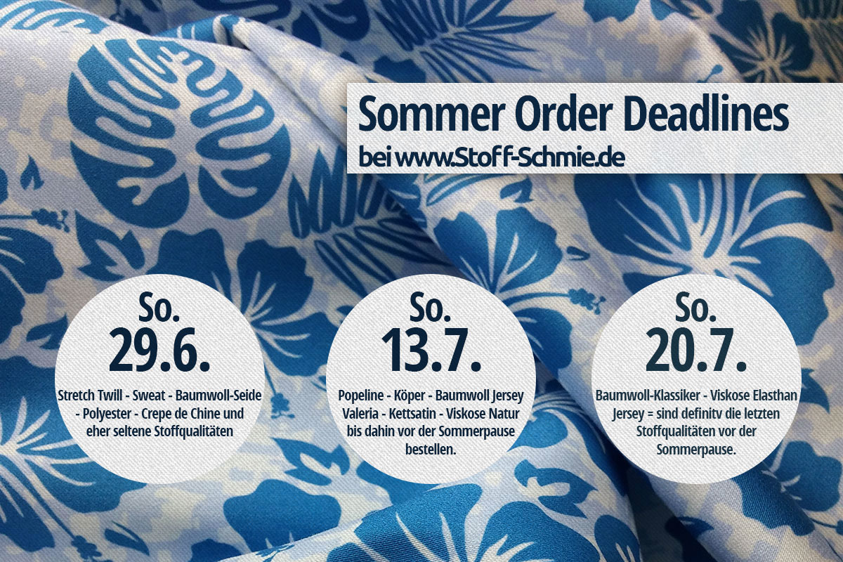 Sommerferien, Betriebspause und Maschinenparkerneuerung im Sommer bei www.Stoff-Schmie.de