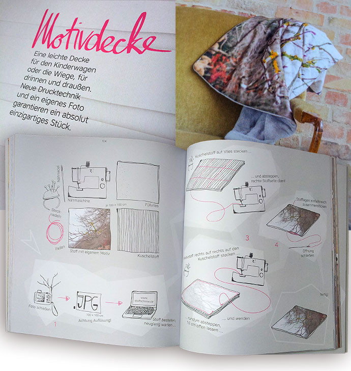 Motivdecke von der Stoff-Schmie.de für minimach - Nadel, Säge, Tatendrang - das DIY-Babysachenbuch
