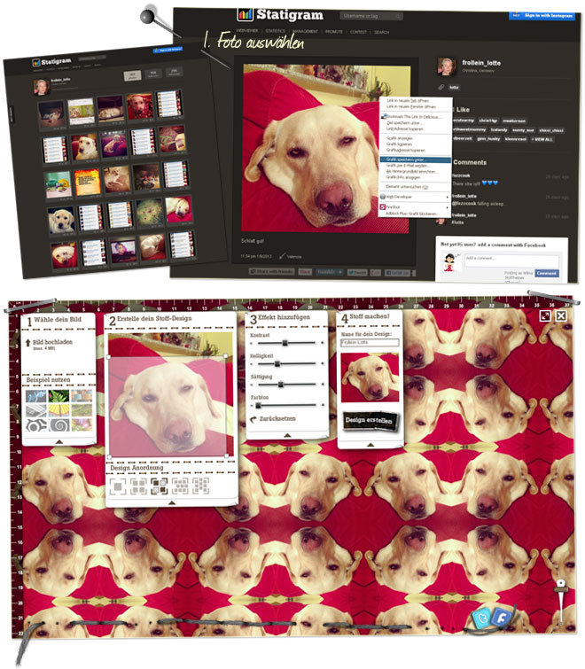 Instagram Fotos bei der Stoff-Schmie.de hochladen