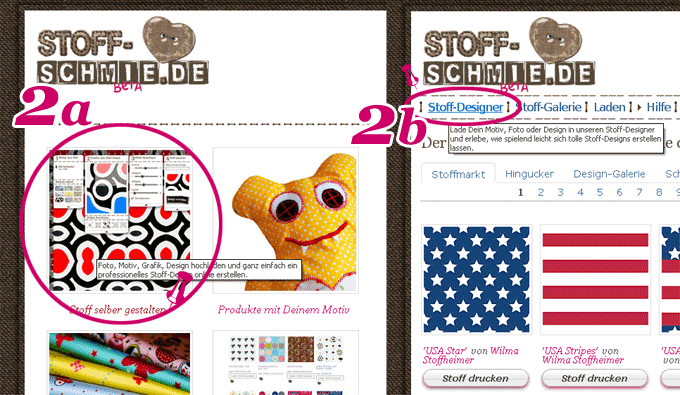 Pflege- oder Marken Etiketten einfach mit dem Stoff-Designer gestalten