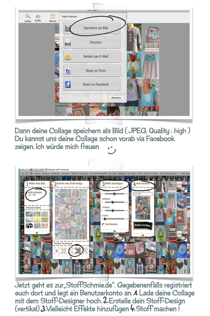 Ab zur Stoff-Schmie.de mit Deiner selbst erstellten Foto Collage.