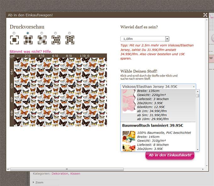 Deine Druckvorschau zur Bestellung eigener Stoffe