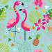 Design - PINK FLAMINGO ozeanblau - by doroK., read more about this textile design