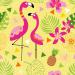 Design - PINK FLAMINGO Bananengelb - by doroK., read more about this textile design