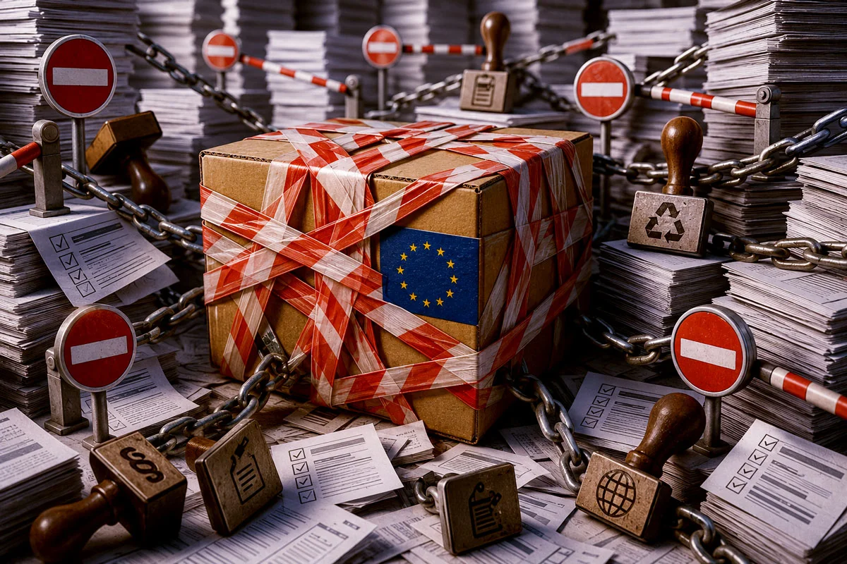 Paket mit EU Label überklebt