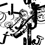 Gehe zur Detailseite des Designs  - Buchstabensuppe aus Jj - schwarz auf weiß -. Mehr Details und Diskussionsstoff gibt es hier. Designimage